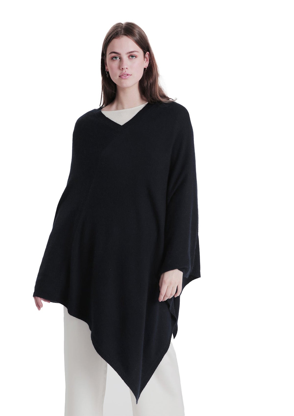 Anine ekstra stor cashmere poncho – Marineblå