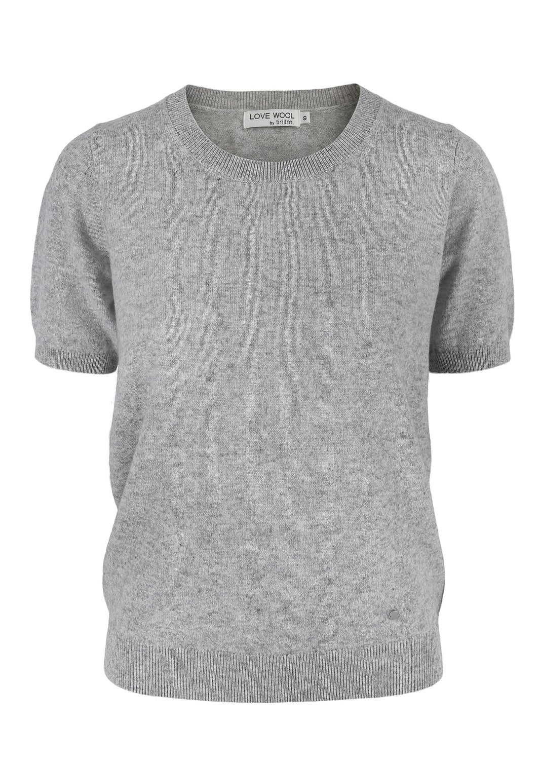 Alina kortermet cashmere genser, Lys gråmelert