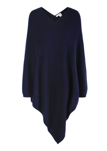 Anine ekstra stor cashmere poncho – Marineblå