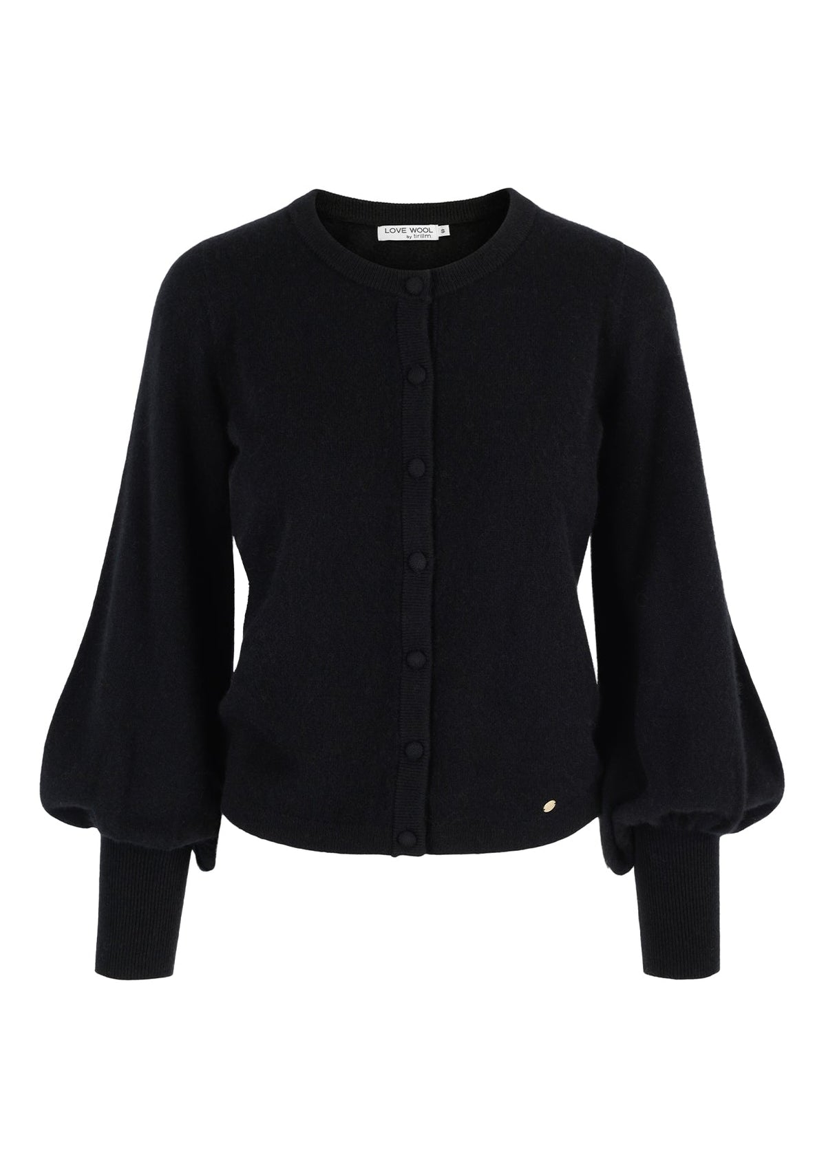 Ava cashmere cardigan med puffermer – Sort