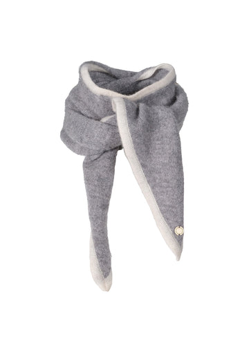 Ayla cashmere skjerf – Gråmelert med off white kant