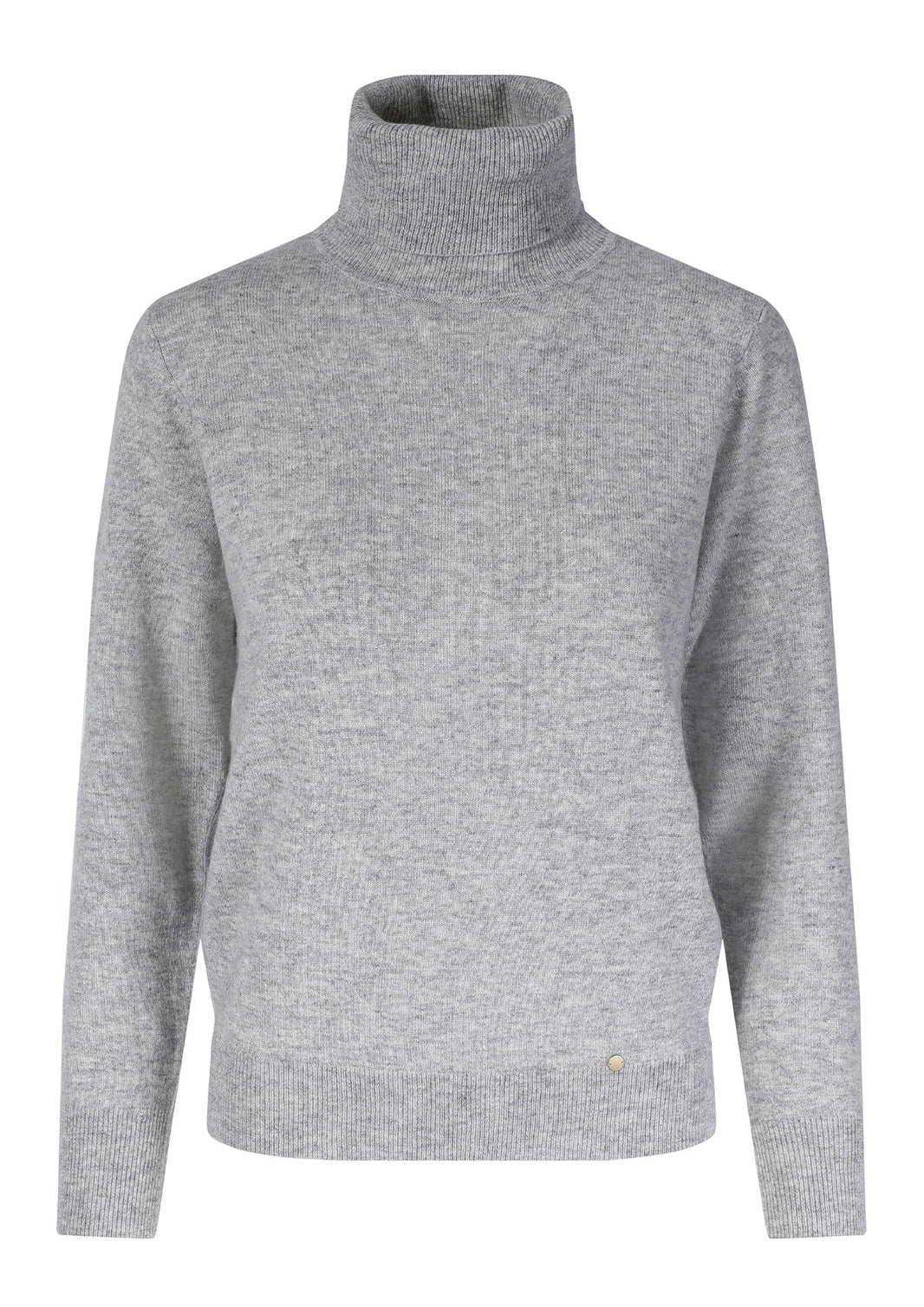 Cassie cashmere genser med høy hals, Lys gråmelert