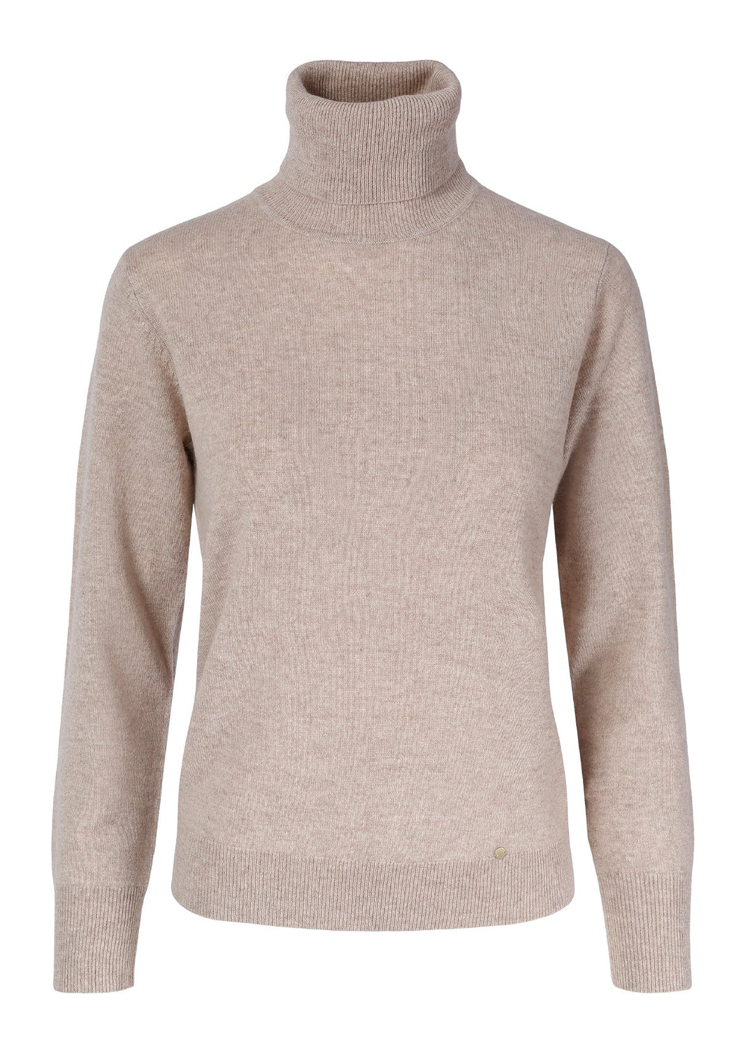 Cassie cashmere genser med høy hals, Beige melert