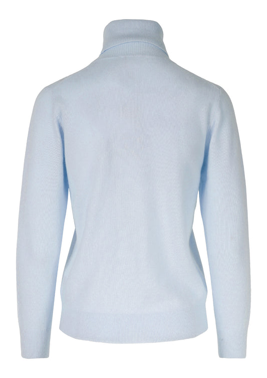 Cassie cashmere genser med høy hals, Lyseblå