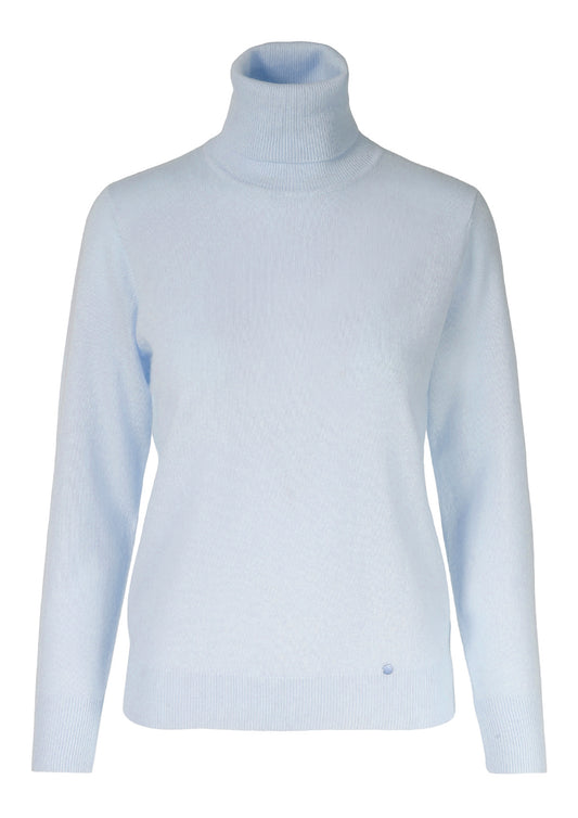 Cassie cashmere genser med høy hals, Lyseblå