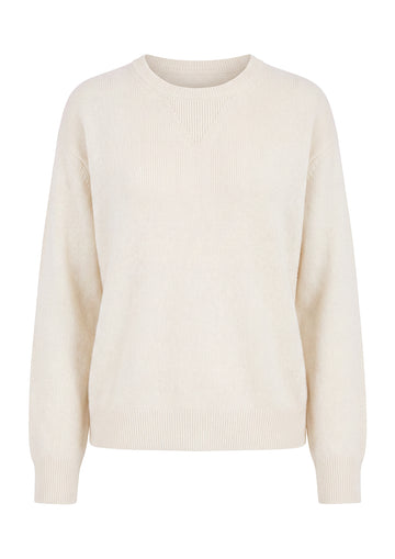 Cindy merinoull genser med fine detaljer. Off White