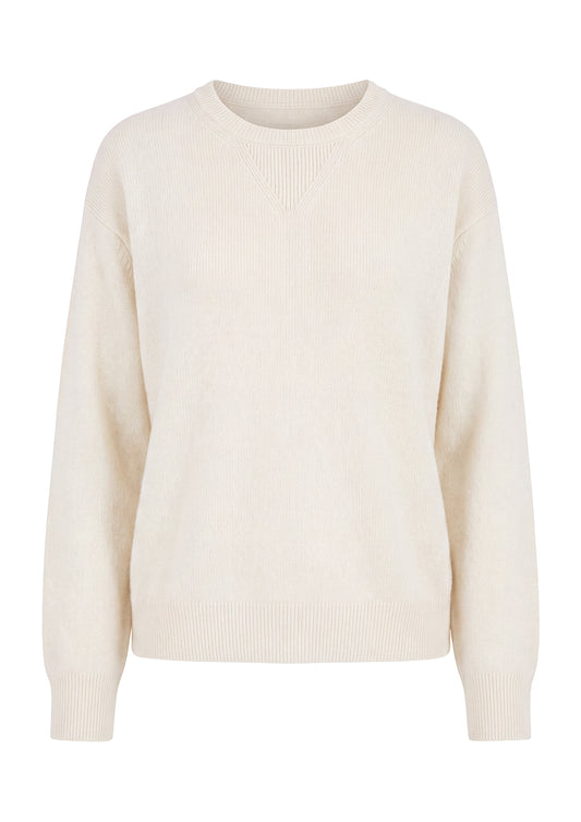 Cindy merinoull genser med fine detaljer. Off White