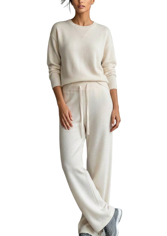 Cindy merinoull genser med fine detaljer. Off White