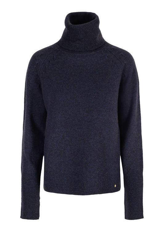 Cosy høyhalset chunky genser – Marineblå melert