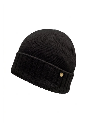 Hedda cashmere lue med oppbrett, Sort