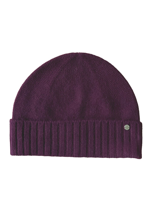 Hedda cashmere lue med oppbrett, Dyp burgunder