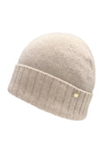 Hedda cashmere lue med oppbrett, Lys beigemelert