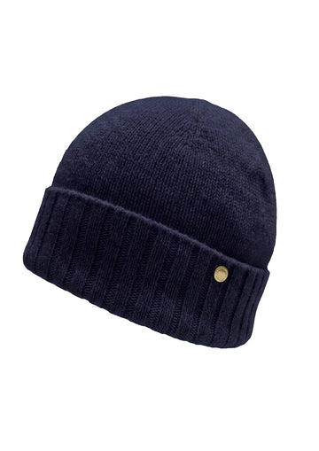 Hedda cashmere lue med oppbrett, Marineblå
