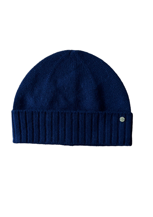 Hedda cashmere lue med oppbrett, Marineblå