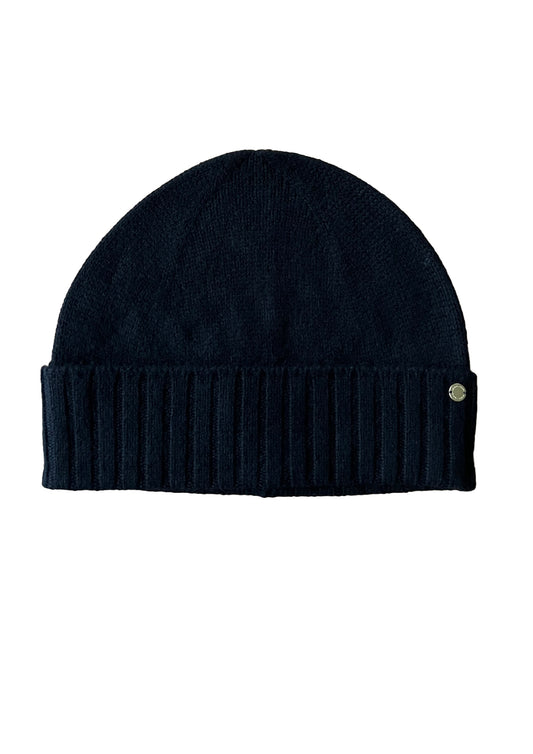 Hedda cashmere lue med oppbrett, Sort