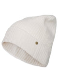 Holly cashmere ribbestrikket lue med oppbrett, Off White