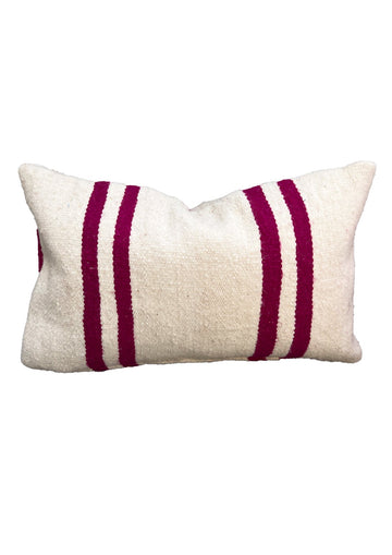 Jadida vintage putetrekk i ull – Off white med plommefargete striper