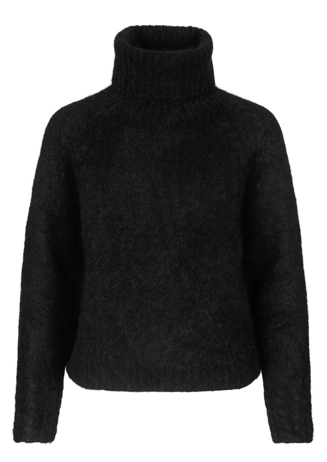 Ma mohair genser med høy hals og fine detaljer, Sort