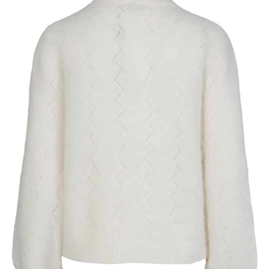 Mille mohair genser med hullmønster og glidlås – Off White