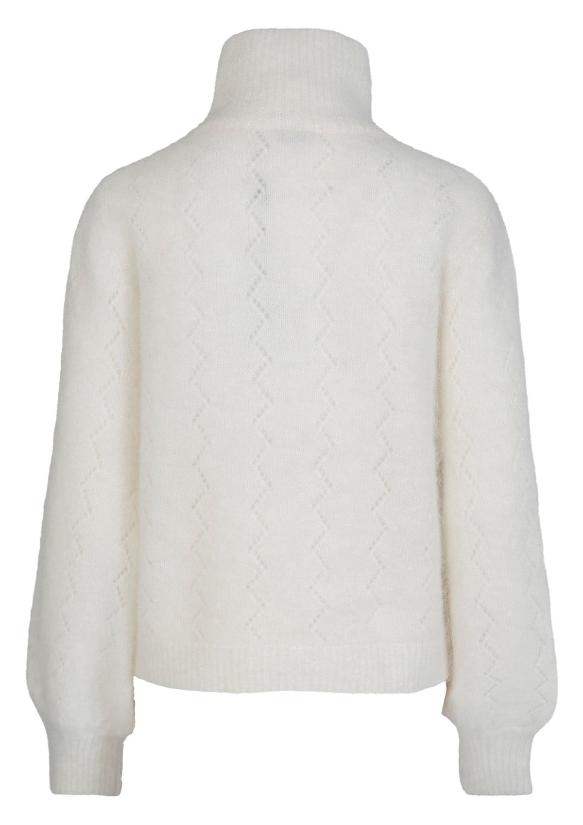 Mille mohair genser med hullmønster og glidlås – Off White