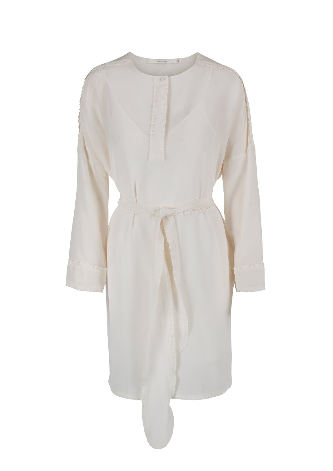 Stella silkekjole med belte, Off White