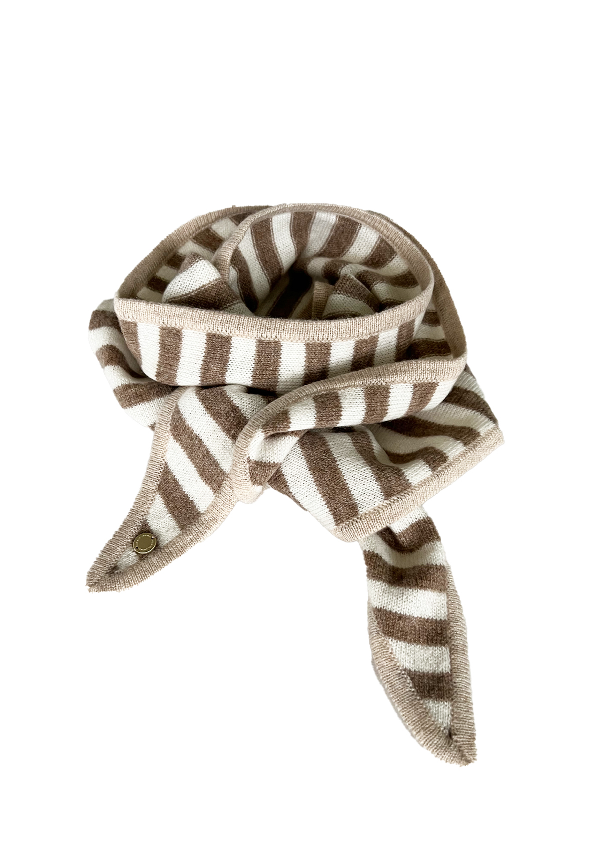 Ayla Mørk beige m off white striper og lys beige kant