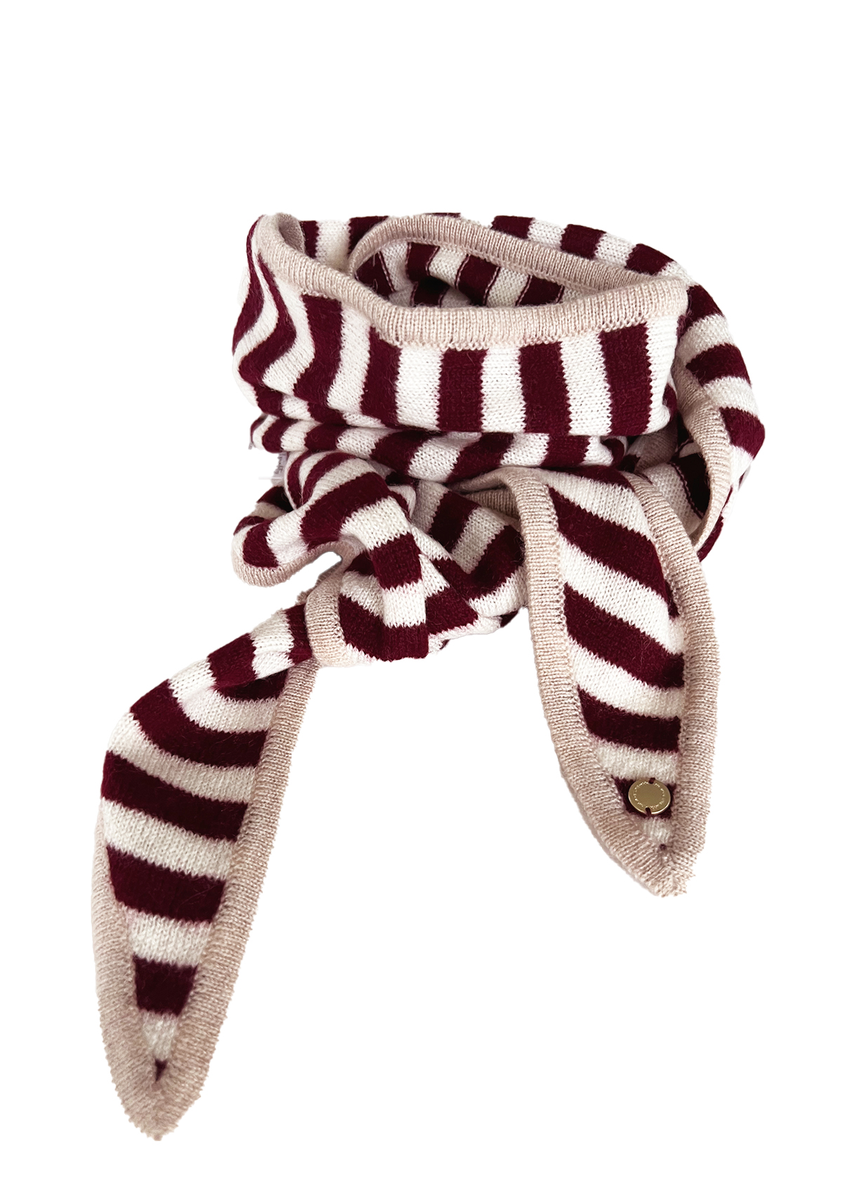 Ayla burgunder og off white striper m beige kant