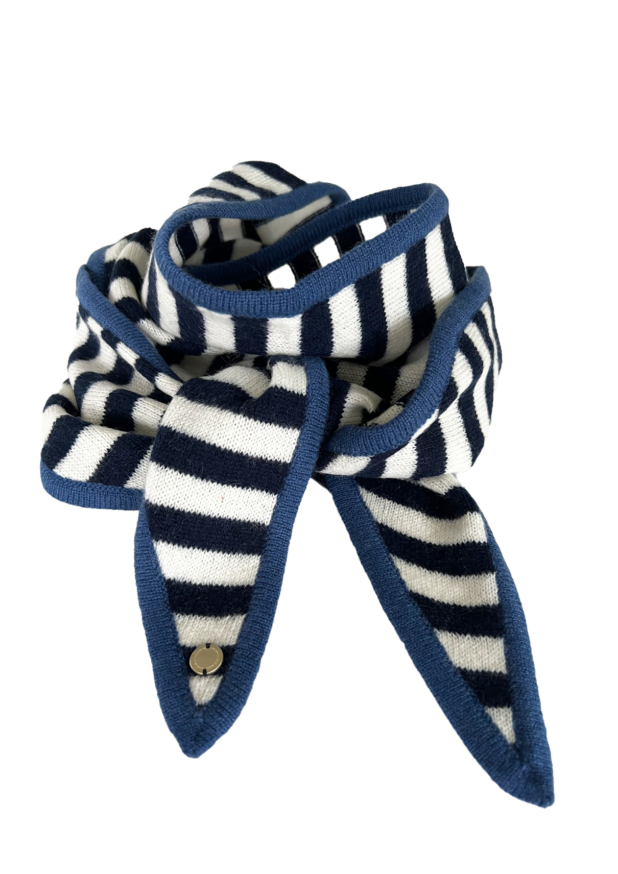 Ayla marineblå og off white striper med mellomblå kant