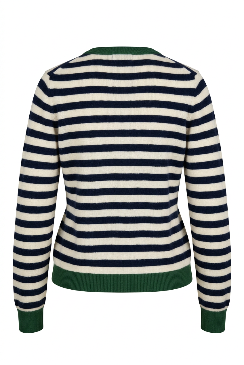 Sasha marineblå og off white striper bak